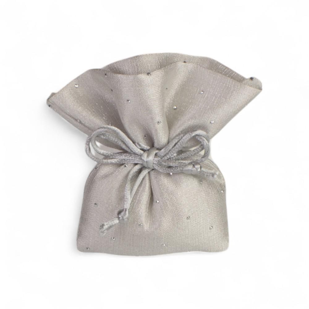 SACCHETTO GRIGIO PALLA STRASS 12X12CM